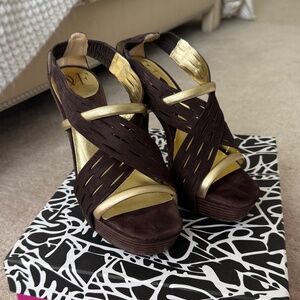 Diane Von Furstenberg Leather and Suede Heels